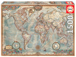 Puzzle 1500 el. Polityczna mapa świata (retro)