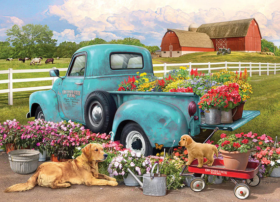 Puzzle 1000 el. Ciężarówka z kwiatami