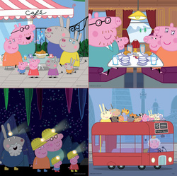 Puzzle 6 el. + 9 el. + 12 el. + 16 el. Świnka Peppa (walizka)