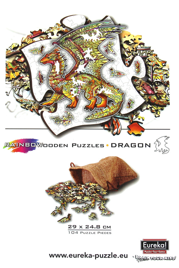 Puzzle drewniane / kolorowe 104 el. - Smok