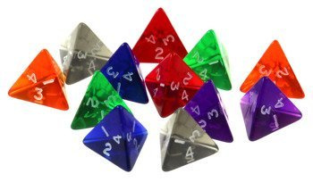 Kości k4 akrylowe kolorowe - 12 szt. (HG)