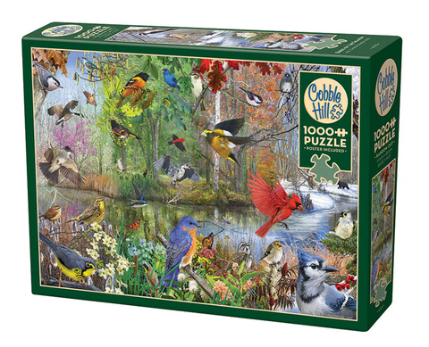 Puzzle 1000 el. Ptaki na każdą porę roku