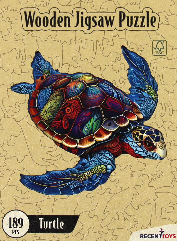 Puzzle drewniane / kolorowe 189 el. - Żółw