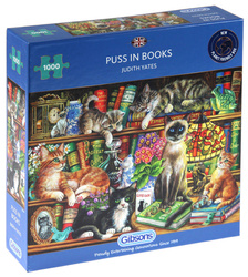 Puzzle 1000 el. Koty w książkach