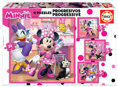 Puzzle 12 el. + 16 el. + 20 el. + 25 el. Myszka Minnie / Daisy