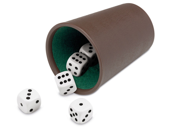 Zestaw do gry Casino: plastikowy kubek + kości oczkowe (073/1)
