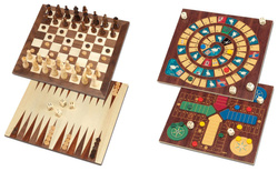 Szachy / Warcaby / Backgammon / Gęś / Chińczyk Deluxe (1615)