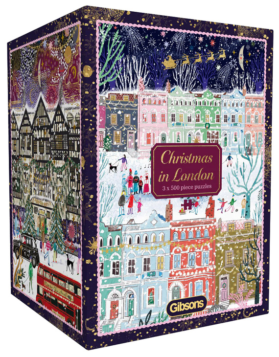 Puzzle 3 x 500 el. Boże Narodzenie w Londynie