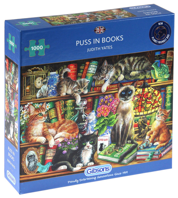 Puzzle 1000 el. Koty w książkach