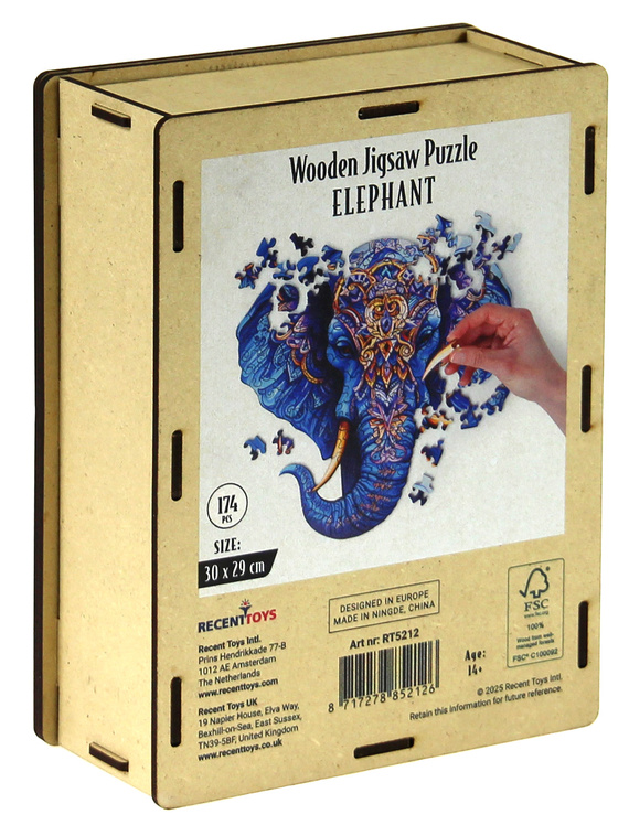 Puzzle drewniane / kolorowe 174 el. - Słoń