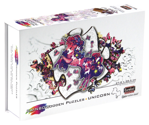 Puzzle drewniane / kolorowe 110 el. - Jednorożec