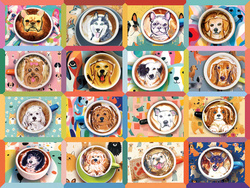Puzzle 275 el. XL Latte ze szczeniakami