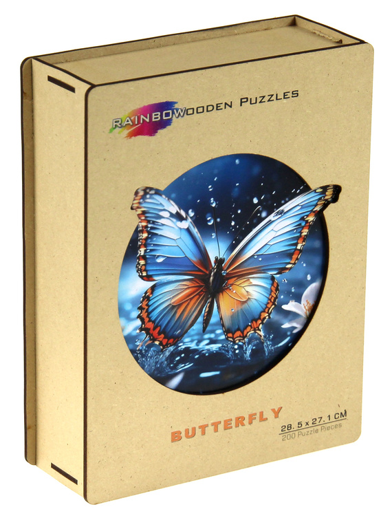 Puzzle drewniane / kolorowe 200 el. - Motyl OUTLET