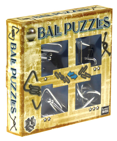 Łamigłówki metalowe 4 szt. BALL PUZZLES - ZESTAW NIEBIESKI