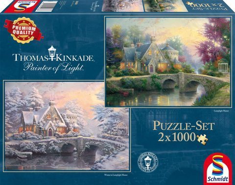 PQ Puzzle 2 x 1000 el. THOMAS KINKADE Lamplight (wiosna / zima) OUTLET