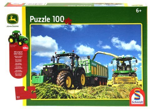 Puzzle 100 el. JOHN DEERE Traktor 7310R + zabawka