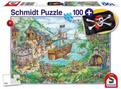 Puzzle 100 el. Zatoka piratów + flaga