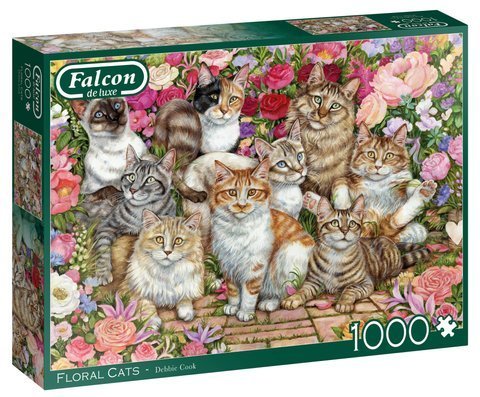 Puzzle 1000 el. FALCON Koty i kwiaty