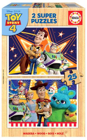 Puzzle 2 x 25 el. Toy Story 4 (drewniane)