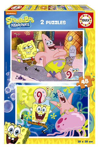 Puzzle 2 x 48 el. SpongeBob Kanciastoporty