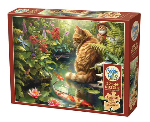 Puzzle 275 el. XL Ryby Koi, kot i krasnal