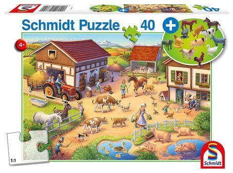 Puzzle 40 el. Farma + figurki zwierząt