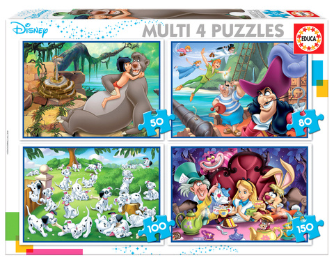 Puzzle 50 el. + 80 el. + 100 el. + 150 el. Bohaterowie bajek Disneya OUTLET