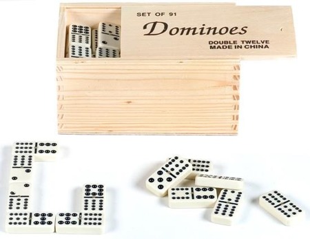 Domino 12-oczkowe w drewnianym pudełku (HG - 695130)