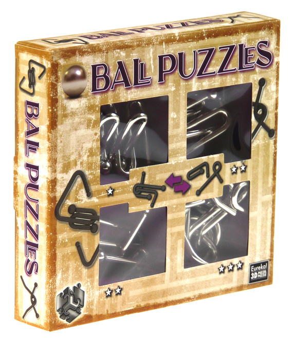 Łamigłówki metalowe 4 szt. BALL PUZZLES - ZESTAW FIOLETOWY