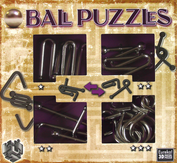 Łamigłówki metalowe 4 szt. BALL PUZZLES - ZESTAW FIOLETOWY