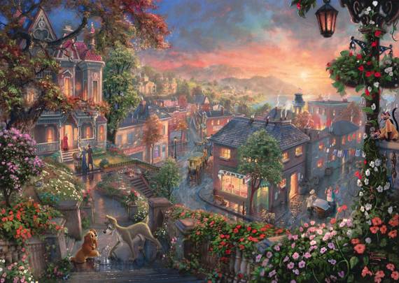 PQ Puzzle 1000 el. THOMAS KINKADE Zakochany kundel (Disney)