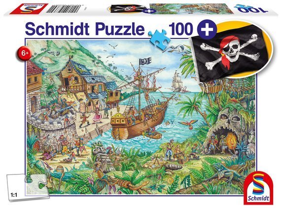 Puzzle 100 el. Zatoka piratów + flaga
