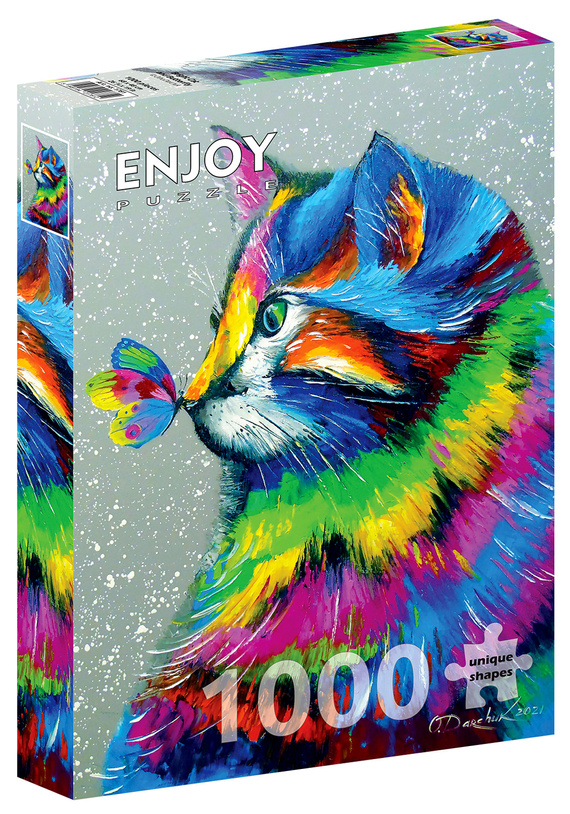 Puzzle 1000 el. Kot i motyl