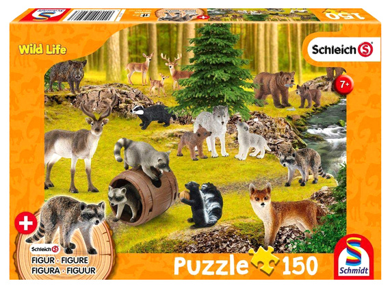 Puzzle 150 el. SCHLEICH Zwierzęta w lesie + figurka