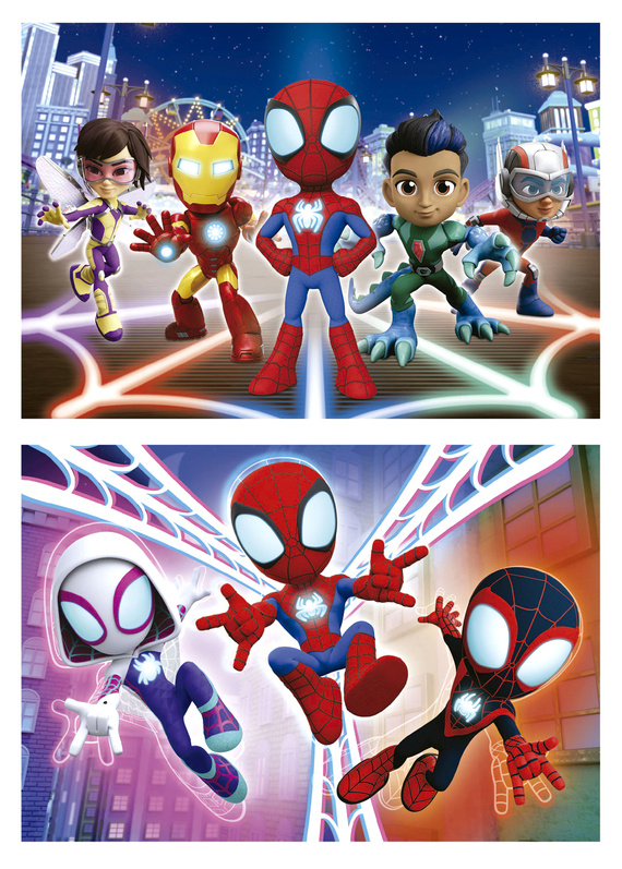 Puzzle 2 x 16 el. Spidey i Super-Kumple (drewniane)