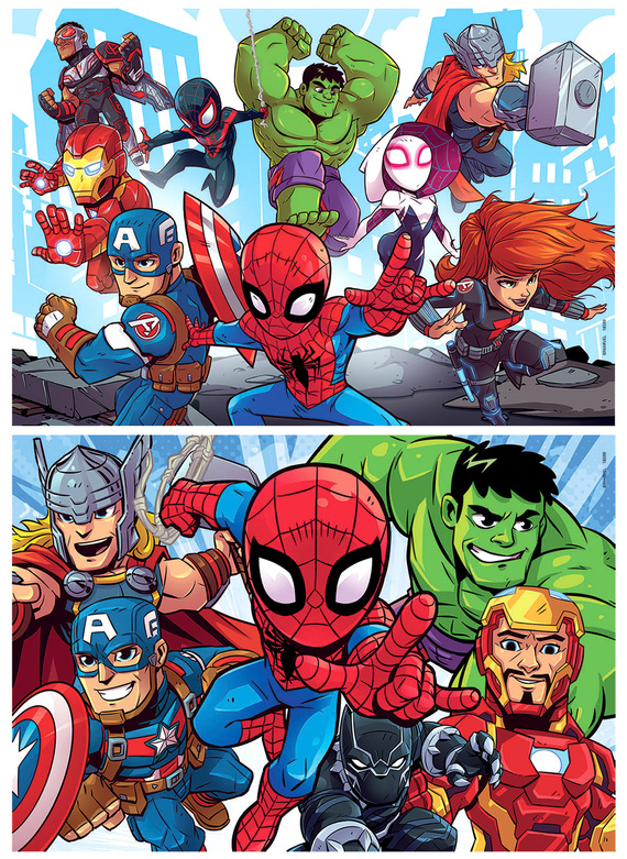 Puzzle 2 x 25 el. Marvel Super Hero Adventures (drewniane)