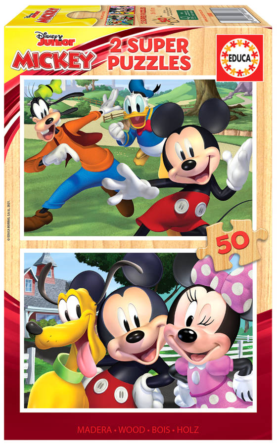 Puzzle 2 x 50 el. Myszka Miki i przyjaciele (drewniane)