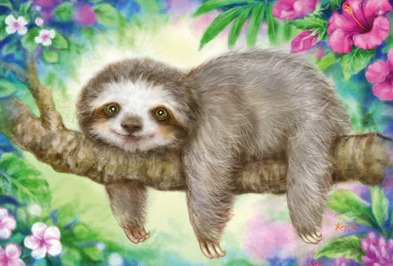 Puzzle 3 x 24 el. Panda, leniwiec, lama