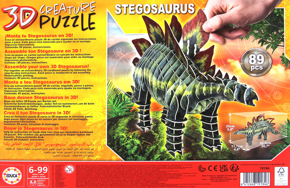 Puzzle 3D Dinozaury - Stegozaur 89 el.