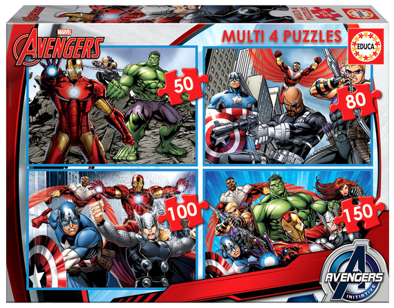 Puzzle 50 el. + 80 el. + 100 el. + 150 el. Avengers
