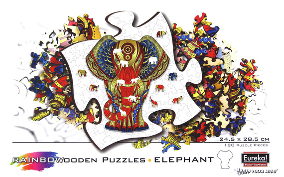 Puzzle drewniane / kolorowe - Słoń