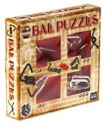 Łamigłówki metalowe 4 szt. BALL PUZZLES - ZESTAW CZERWONY