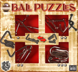 Łamigłówki metalowe 4 szt. BALL PUZZLES - ZESTAW CZERWONY