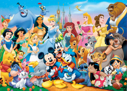 Puzzle 100 el. Cudowny świat Walta Disneya (drewniane)