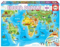 Puzzle 150 el. Mapa świata dla dzieci (Atrakcje turystyczne)