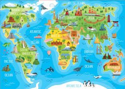 Puzzle 150 el. Mapa świata dla dzieci (Atrakcje turystyczne)