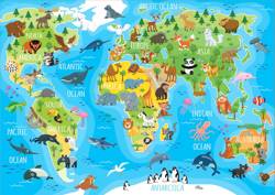 Puzzle 150 el. Mapa świata dla dzieci (Zwierzęta)