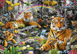 Puzzle 1500 el. Tygrysy w dżungli