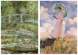 Puzzle 2 x 1000 el. Lilie wodne / Kobieta z parasolem, Claude Monet