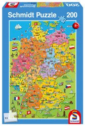 Puzzle 200 el. Ilustrowana mapa Niemiec